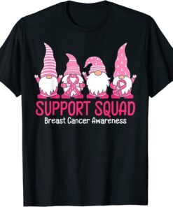 Cute Gnome Support Squad Breast Cancer Awareness Tee Shirt