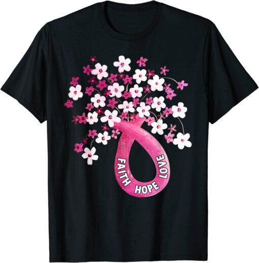 Faith Hope Love Pink Ribbon Breast Cancer Awareness T-Shirt