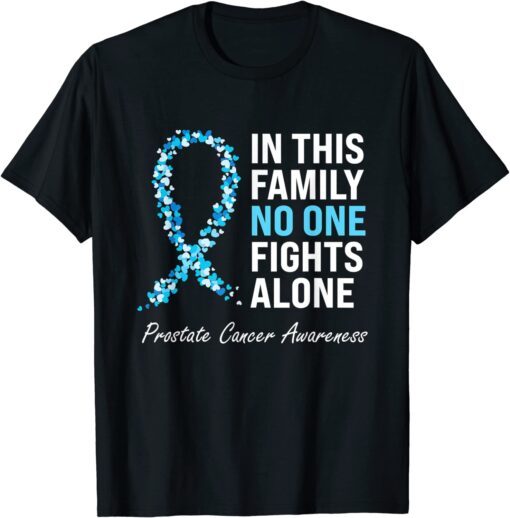 Family Prostate Cancer Awareness Light Blue Ribbon Survivor Tee Shirt