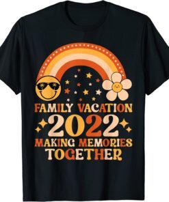 Family Vacation 2022 Making Memories Together Retro Rainbow Tee Shirt