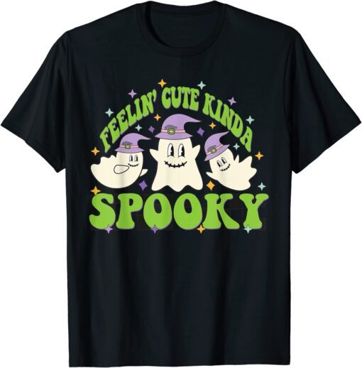 Fellin Cute Kinda Spooky Season Witch Boo Crew Halloween Tee Shirt