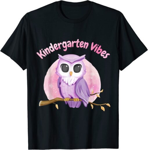 First Day of School Cute Owl Kindergarten Vibes Tee Shirt