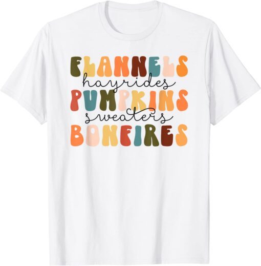 Flannels Hayrides Pumpkins Fall Vibes Autumn Thanksgiving T-Shirt