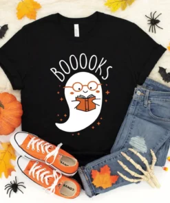 Ghost Books Halloween Teacher Tee Shirt