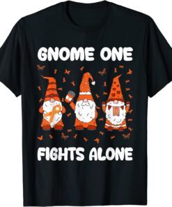 Gnome One Fights Alone Leukemia Awareness Gnome Pun Tee Shirt