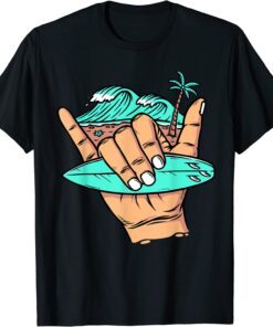 Good Vibes Shaka Hawaii Hang Loose Surfing Beach Summer Tee Shirt