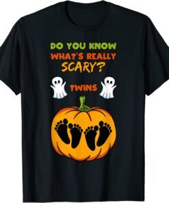 Halloween Gender Reveal Twins Baby Shower Party Tee Shirt