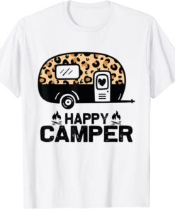 Happy Camper Leopard Matching Camping Crew Tee Shirt