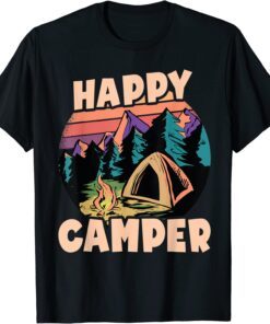 Happy Camper Retro Vintage Summer Camp Matching Camping Crew Tee Shirt