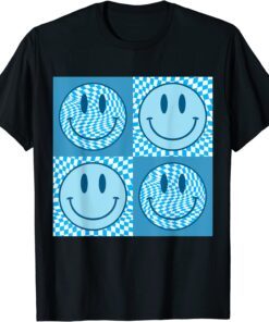 Happy Face Checkered Pattern Smile Face Meme Trendy Costume Tee Shirt