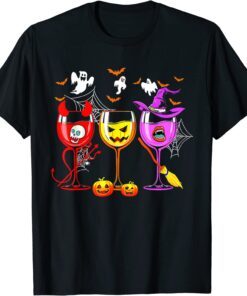 Happy Halloween Wine Glasses Halloween Vibes Tee Shirt