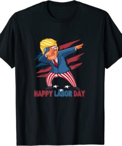 Happy Labor Day Trump Dabbing American Flag Tee Shirt
