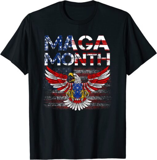 Happy Maga Month-Rainbow American Flag-Maga Month Maga Month Tee Shirt