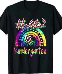 Hello Kindergarten Rainbow First Day Of School Tee Shirt