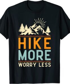 Hike More Worry Less Camping Summer Vacation Mountain Tee Shirt