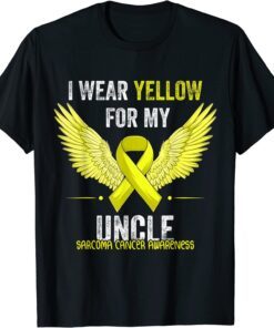 I Wear Yellow For My Uncle Sarcoma Cancer Awareness Angel Tee Shirt