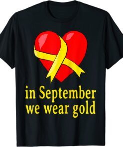 In September We Wear Gold Cancer Awareness Raglan Baseball Tee Shirt