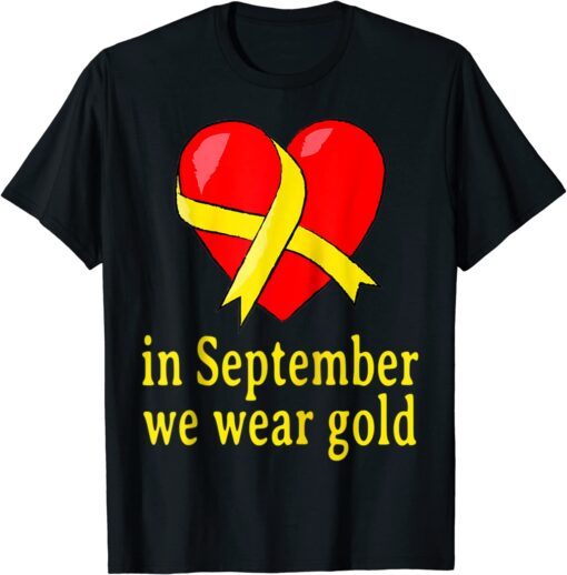 In September We Wear Gold Cancer Awareness Raglan Baseball Tee Shirt