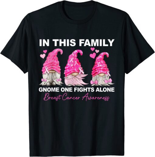 In This Family Gnome One Fights Alone Breast Cancer Tee Shirt