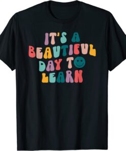 It's Beautiful Day To Learn Retro Groovy Teacher Student Tee Shirt