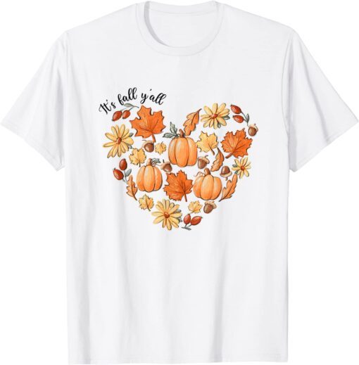 It's fall y'all vintage pumpkin leaf fall autumn heart Tee Shirt