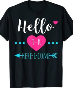 Kids TK Girls Back to School Hello T-K Here I Come Cute Tee Shirt
