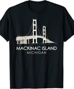 Mackinac Island Bridge Michigan Great Lakes Huron Ferry Trip T-Shirt