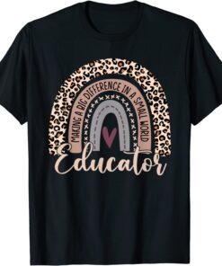 Making A Big Difference Leopard Rainbow Educator Tee Shirt