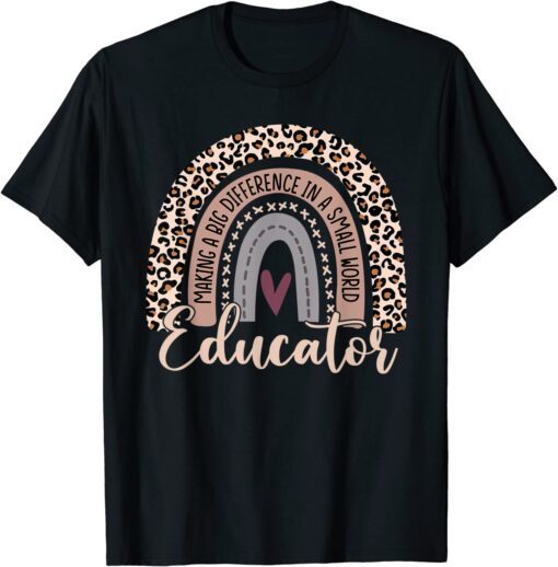 Making A Big Difference Leopard Rainbow Educator Tee Shirt