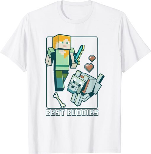 Minecraft Alex and Wolf Best Buddies Tee Shirt