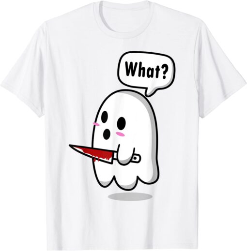 Murderous Kawaii Ghost with Knife Halloween Costume Tee Shirt