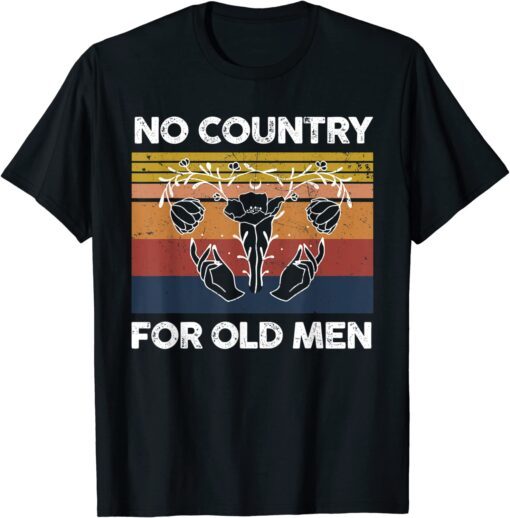 No Country For Old Men Floral Uterus Retro Vintage T-Shirt