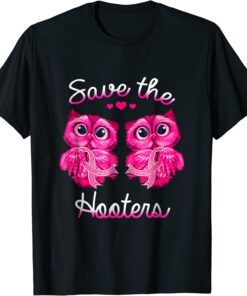 Owls Save A Hooters Pink Ribbon Breast Cancer Tee Shirt