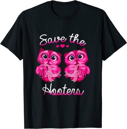 Owls Save A Hooters Pink Ribbon Breast Cancer Tee Shirt