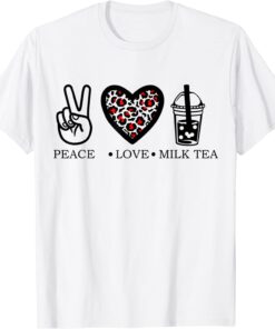 Peace Love Boba Tea Food Graphic Kawaii Anime Friends Cute T-Shirt