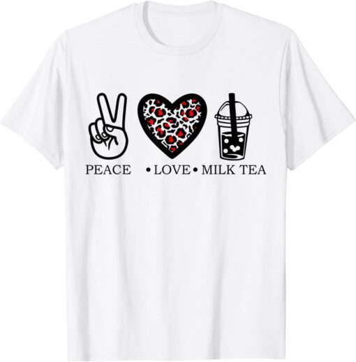 Peace Love Boba Tea Food Graphic Kawaii Anime Friends Cute T-Shirt