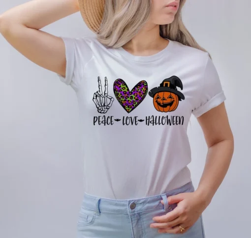 Peace Love Halloween Tee Shirt