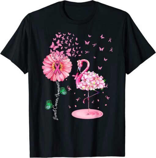 Pink Bird Flamingo Breast Cancer Awareness Tee Shirt