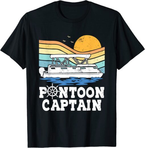 Pontoon Captain Vintage Pontoon Boat Boating Pontooning Tee Shirt