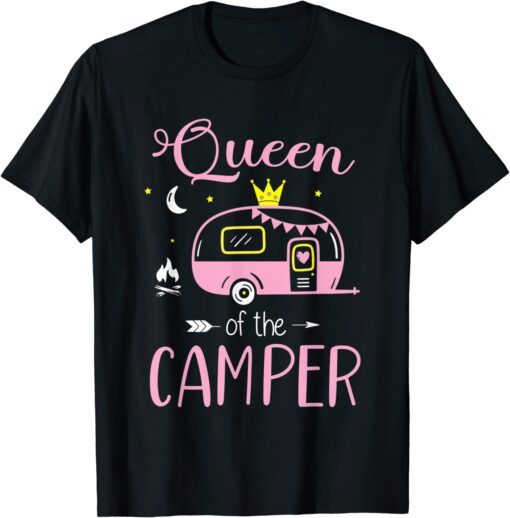 Queen of The Camper Camping Girls Group Trip Tee Shirt