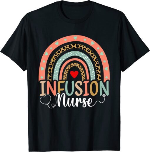 Rainbow Nurse Infusion Squad Nursing Leopard Infusion Nurse Tee Shirt