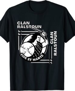 Ralstoun Clan Gaelic Motto Swordsman Tee Shirt