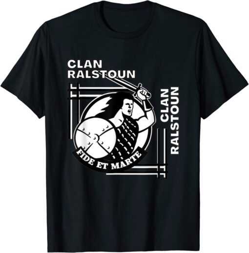 Ralstoun Clan Gaelic Motto Swordsman Tee Shirt