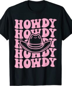 Retro Groovy Howdy Rodeo Country Southern Cowgirl Hat Tee Shirt