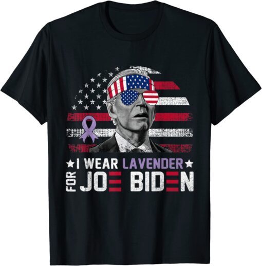 Retro I Wear Lavender For Joe Biden American Flag 2022 Shirt