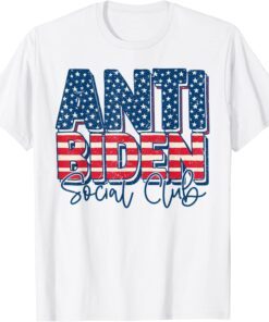 Retro US Flag Anti Biden Social Club Conservative Patriotic Tee Shirt