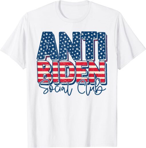 Retro US Flag Anti Biden Social Club Conservative Patriotic Tee Shirt