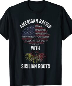 Roots Sicilian American Flag Sicily T-Shirt