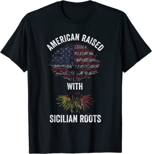 Roots Sicilian American Flag Sicily T-Shirt