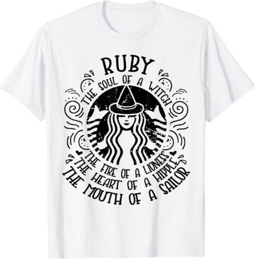 Ruby First Name Surname Witch Halloween Tee Shirt